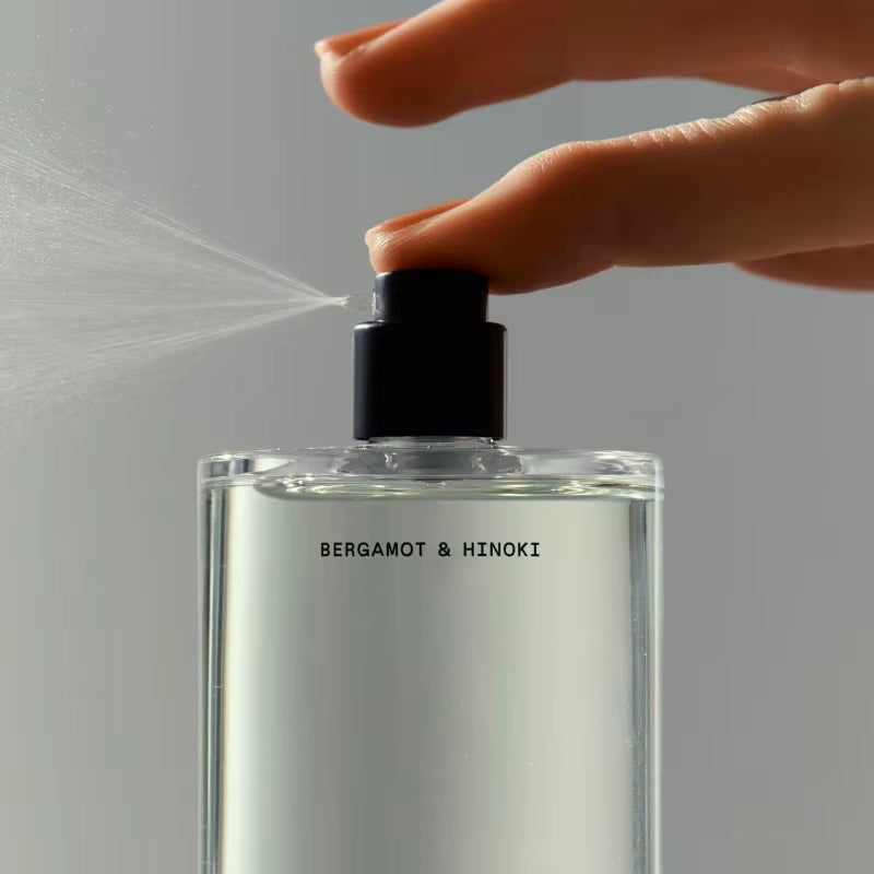 Body Mist Bergamot & Hinoki – Skincare Infused Woody Perfume & Hair Spray, Long-Lasting