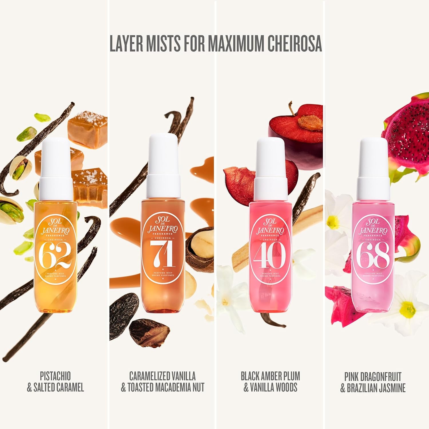 A 4 Set SOL DE JANEIRO Fragrance Cheirosa Perfume Mist